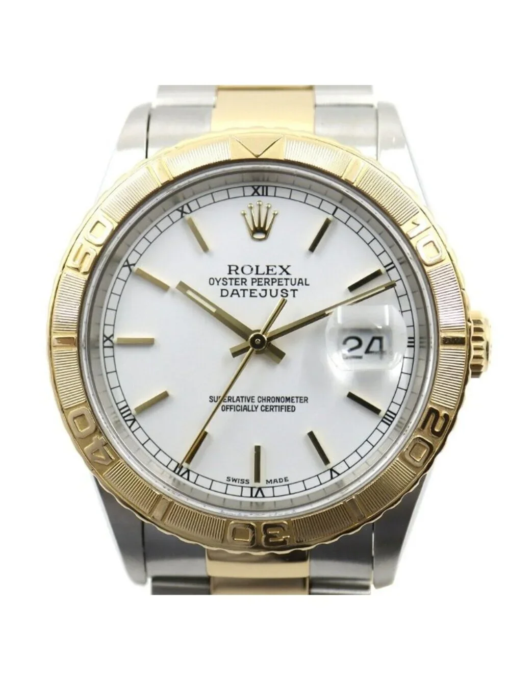 Rolex Datejust Thunderbird White Number Watch SS YG Oyster Bracelet Combination